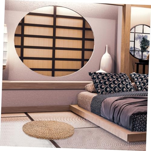SUPVOX Thickened 1.5cm Natural Woven Meditation Cushion Yoga Seating Pad 40cm Diameter Floor Pillow for Indoor Outdoor Picnic and Zen Practice
