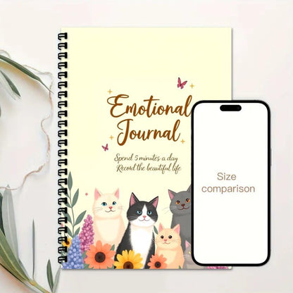 100 Pages The Emotions Journal, A5 Guided Mental Health & Self Care Diary with Daily Mood Tracker for Women & Wellness Prompts (Cat D) - color: Colorful-B