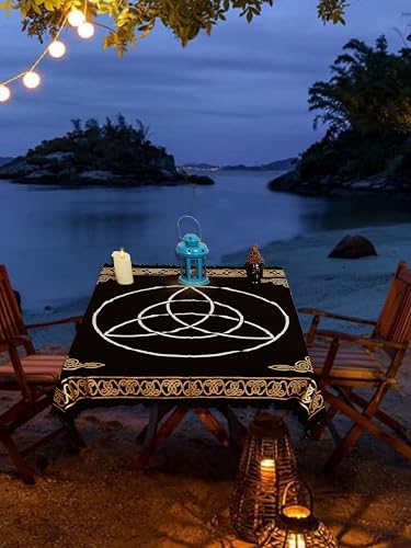 Indian Consigners Altar Cloth Vesica Pisces Knots Witchcraft Alter Tarot Spread Wiccan Spiritual 36" Sacred Alter Table Cloth (Triquetra Gold Silver) - color: Triquetra Silver