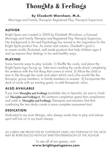 Bright Spots Thoughts and Feelings: A Sentence Completion Card Game Card Games