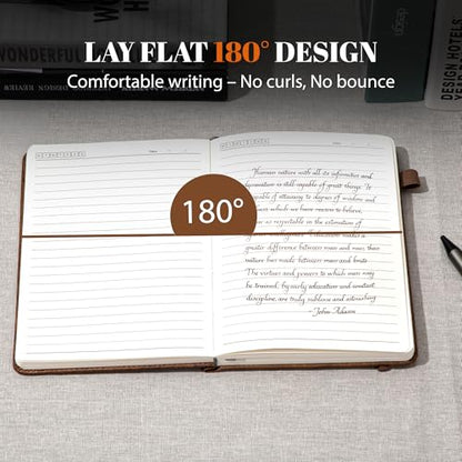 CAGIE Lined Journal for Men Women, Tree Growth Ring Leather Bound Journal Notebook, 256 Pages 100 GSM Journals for Writing, A5 Hardcover Journaling Notebooks,2 Pack (Brown & Brown) - color: G-Brown & Brown