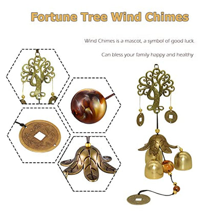 Wind Chimes Outdoor Fortune Tree Metal Bells Feng Shui WindChimes for Lucky Home Garden Patio Yard Hanging Decor Gift