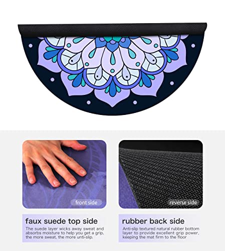 Round Meditation Pilates Yoga Mat Luxury Suede Large Yoga Mat Natural Rubber Non-Slip Base is ery Suitable for Meditation, Stretching, Yoga Environmental Protection, Fitness Exercise, Home and Outdoor. 140CM Diameter - color: Light purple