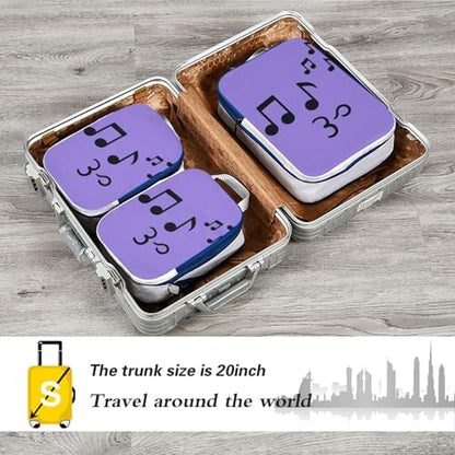 Stackable 3 Piecing Packing Travel Bag Polyester Storage Bags for Travel, Musical Notes Look (1) (3 Set) - color: Musical Notes Look (1)