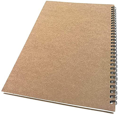 Blank Journal Notebooks Unlined Spiral Notebooks, A5 with thick kraft cover Sketch Notebooks Drawing NoteBooks Diary Memo Notepads, 100 Pages/ 50 Sheets, 8.3 x 5.7 Inches