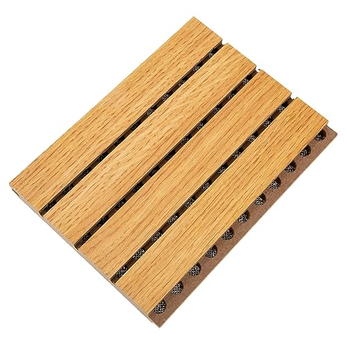 Toddmomy Acoustic Sound Absorption Wooden Board for Sound Dampening Panel with Slot Design Deep Color for Home Office Recording Gym Aesthetic