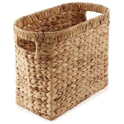 Casafield Woven Magazine Holder with Handles, Natural - Water Hyacinth Storage Basket for Bathroom, Living Room, Home Office - color: Natural - Hyacinth