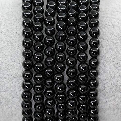 Keleny Gem Semi Precious Gemstones 4mm Round Beads Crystal Stretch Bracelet 7 Inch Unisex - color: AA Grade Black Agate