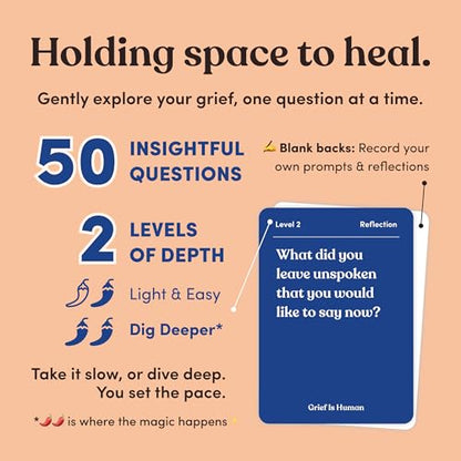 Grief is Human | Family & Friends Conversation Cards for Grieving | 70 Cards to Help You Process The Journey of Loss | Therapy for Adults - style: Grief Is Human