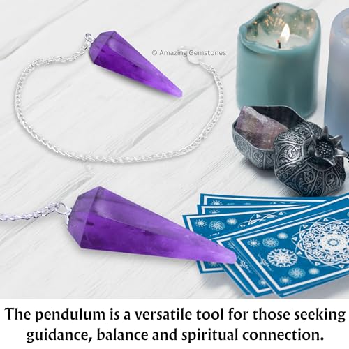 Amazing Gemstone Amethyst Crystal Pendulum for Divination - Certified Dowsing Crystals and Healing Stones for Chakra Balancing and Meditation - Enhance Reiki Spiritual Growth - color: Amethyst
