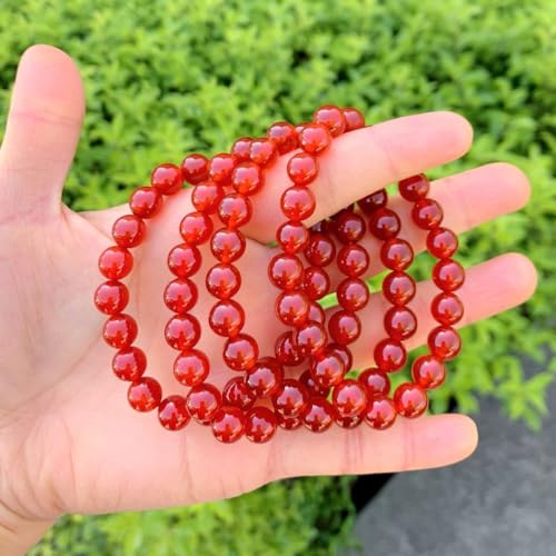 Adabele 1pc Natural Stretch Gemstone Bracelet 8mm (0.31") Bead 7" to 8.5 inch Healing Crystal Energy Quartz Chakra Jewelry Women Unisex Birthday Gift - color: Carnelian, size: 7.5 inch