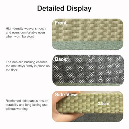 Japanese Tatami Mat, Tatami, Rug, Foldable Mattress, Roll up Rug, Japanese Floor Mattress, Floor Sleeping Japanese Futon Mattress, Meditation Yoga, Zen - size: Green 100×200×3.5cm