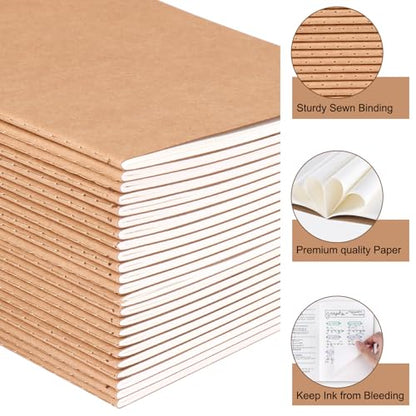 EOOUT 8 Pack Blank Kraft Notebooks, A5 Journals Notebook Bulk, Unlined Paper Sketchbooks, 8.3 x 5.5 inches 60 Pages Travel Journal Set for Journaling, Student, Kids, Writing - style: Blank-8pack