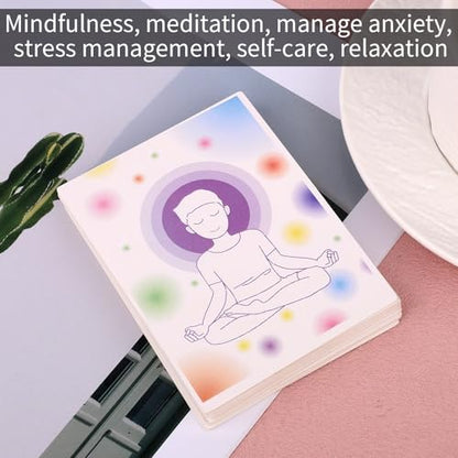 BOXOB 32pcs Mindfulness Meditation Cards, Positive Affirmation & Self-Care Deck for Stress Relief Anxiety Relaxation Mental Wellness Support Inspirational Cards for Adults Women Men Kids Teens