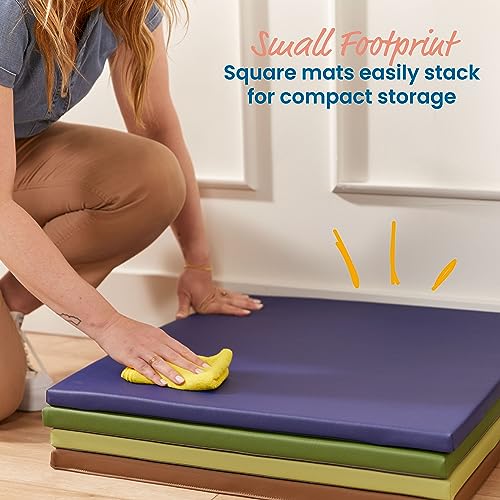 ECR4Kids SoftZone Play Patch Activity Mat Squares, Modular Playmat, Earthtone, 4-Pack - color: Earthtone