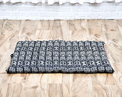 Leewadee Zabuton Seating Cushion – Square Floor Seat for Meditation Exercises, Light Yoga Mat Filled with Kapok - color: Cbt4 - Black