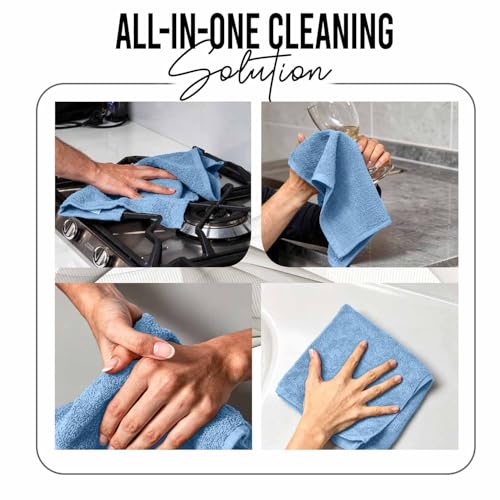 RIVERSIDE Pack of 24 Wash Cloths for Showering, 12 x 12 Inches, Super Soft & Absorbent, 100% Cotton Washcloths Premium Quality Flannel Face Cloths for Bathroom, Gym, Spa (Electric Blue, 24 Pack) - color: Electric Blue