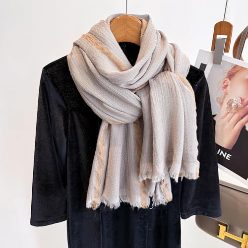 WINCESS.YU Women Gradient Scarf Long Shawls and Wraps Fashion Plain Pashmina Formal Scarf - color: Lx92-grey