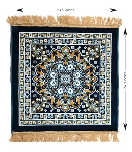 24 x 24 inches Puja Aasan Velvet Woolen Pooja Aassan Meditation Cloth Rug Mat Aasanam Carpet Mattress | AE000319-01 (Firozi-1) - color: Firozi-1