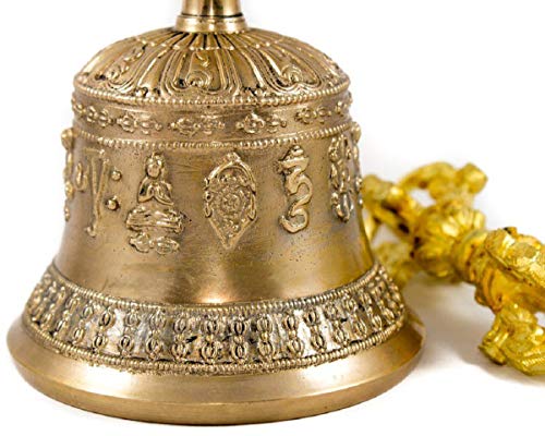 Tibetan Buddhist Meditation Bell And Dorje Set - Dharma Objects Bell Of Enlightenment From Nepal 7 Inches