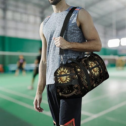 Sun Crescent Moon Stars Astrology Tarot Cards Large Capacity Portable Fitness Bag, Easy to Carry - color: Sun Crescent moon stars astrology tarot cards