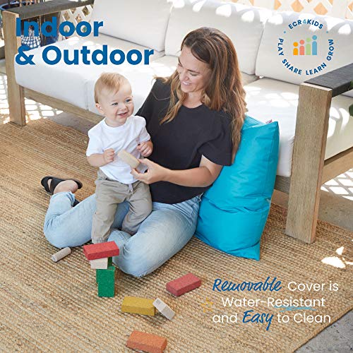ECR4Kids Jumbo Indoor/Outdoor Kids Floor Pillow Cushion, 27in x 27in, Classroom Essentials, Turquoise - color: Turquoise