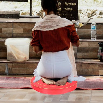 Meditation Cushion Floor Pillow Buckwheat Bolster Crimson Floral Worship Mat Thick Small Sitting Cushion for Zen Meditation and Prayer