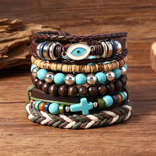 Gothic Bracelet Adjustable Punk Braided Leather Multilayer Grunge Set Bracelets Emo Metal Cuff Wrap Bangles Meaningful Gift - color: J-BZ-18