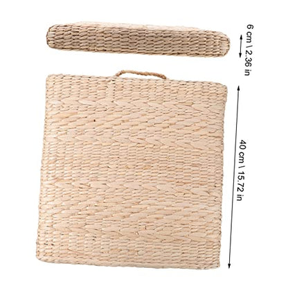 Thick Handmade Woven Meditation Cushion for Yoga and Indoor Use Square Straw Mat Diameter Thickness Elegant Floor Pad for Comfort and Relaxation