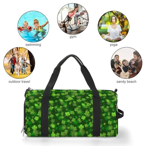 St Patricks Day Green Shamrock Clover Leaf Grass Large Capacity Portable Fitness Bag, Easy to Carry - color: St patricks day green Shamrock clover leaf gr