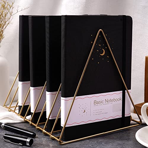 CAGIE 4 Pack Lined Journal Notebooks for Work, Hardcover Notebook Journal with Pen Loop, A5 Leather Notebook Journal Cover, Medium 5.7" x 8.3", (Black Ruled) - color: 4 Pack Black