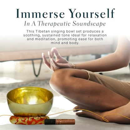 Tibetan Singing Bowl, Handcrafted Singing Bowl for Meditation, Prayer & Holistic Healing, Yoga Accessories, 11” Sound Bowl with Wooden Striker, Artisanal Pouch & Cushion - size: 11"