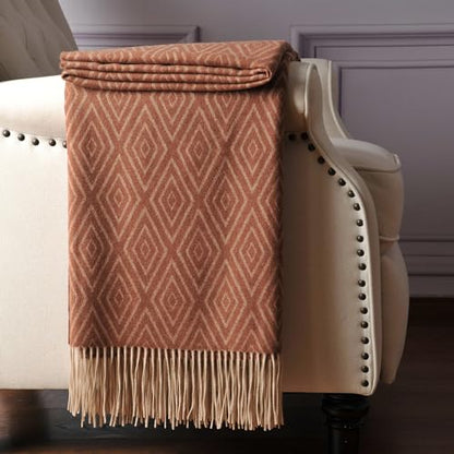 CUDDLE DREAMS Premium Cashmere Throw Blanket with Fringe, Luxuriously Soft (Diamond Ochre) - color: Diamond Ochre
