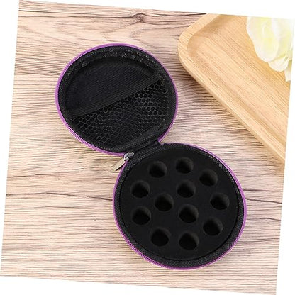 DOITOOL 12 Storage Bags Cajas Organizadoras Faux Leather Round Storage Bag Suitcase Hamburger Storage Box, Violet, medium
