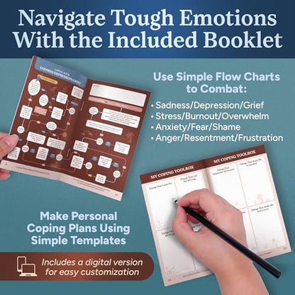 Coping Cards – 65 Skills & Exercises to Cope with Stress, Anxiety, & Anger – 3.5” x 5” Therapy Flashcards with Affirmations and Guidebook – Nurture Emotional Resilience & Mental Health