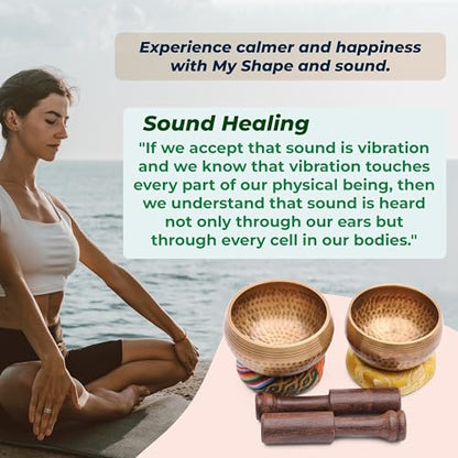 Tibetan Singing Bowl Set - Authentic Cuencos Tibetanos for Sound Healing, Meditation & Chakra Balancing - Includes Cushion, Mallet-Unique Spiritual Gifts for Women and Men (2 Chakra Set) - color: 2 Chakra Set