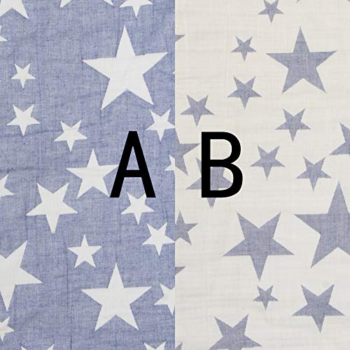NTBAY 3 Layer Oversized Muslin Cotton Toddler Blanket, 45x60 Inches Jacquard Reversible Nursery Bed Blanket, Super Soft and Thermal Crib Blanket for All Seasons, Baby Gift, 45"x60", Blue/White Star - color: Blue, size: 45x60 Inch (Pack of 1)
