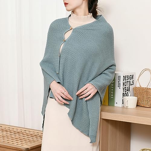 Shawl Wraps Women Fashion Knitted Shawls and Wraps Cardigan Cape Crochet Winter Shoulder Top Sweater Shawl Scarf - color: A Green