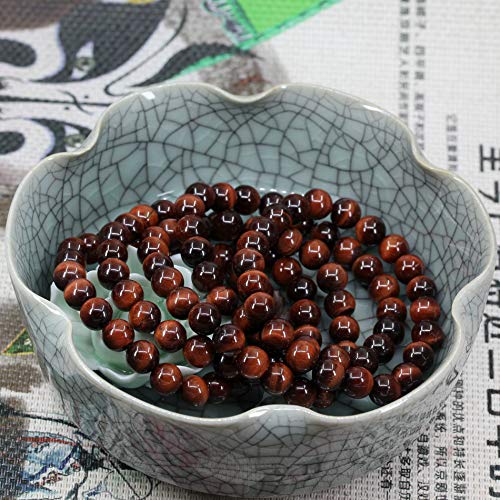 Keleny Gem Semi Precious Gemstones 8mm Round Beads Crystal Stretch Bracelets 7 Inch Unisex - color: Red Tiger Eye Quartzite