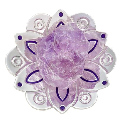 Ckakra Solfeggio Frequencies Tuning Fork with Crystal Kit,Solfeggio Energy Tuners,963hz Crown Chakra,Natural Amethyst,Meditation Gifts for Women,Shiny Silver - color: Crown Chakra