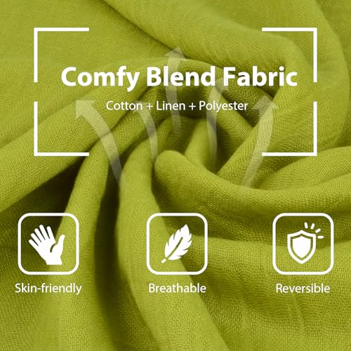 Women Summer Scarfs Large Long Lightweight Linen Beach Gauze Shawl Wrap 75”×43” - color: Chartreuse