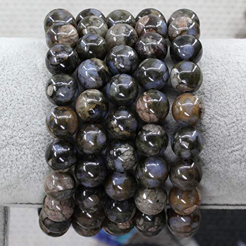 Keleny Fashion Crystal Man Women Stretch Bracelet 10mm Round Beads Rock Jasper 7 Inch Unisex - color: Blue Llanite