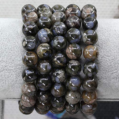 Keleny Fashion Crystal Man Women Stretch Bracelet 10mm Round Beads Rock Jasper 7 Inch Unisex - color: Blue Llanite