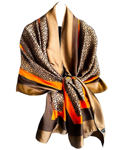 Dress Scarves Shawl Wraps Long Silky Scarf for Women Dressy Fashion Lightweight for Decorative Formal Evening Gowns - color: 1031-brown Pattern