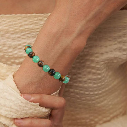 Healing Crystal Bracelet for Women, Natural Stone Beaded Healing Crystal Bracelet Triple Protection Stress Relief Beads Jewelry Birthday Gifts Jewelry for Her - style: Money