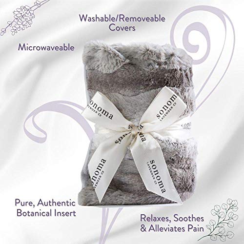 Sonoma Lavender Spa Heat Wrap for Neck, Shoulders and Lower Back, Microwaveable Lavender Aromatherapy Heating Pad, Removable and Washable Covers, Stress and Pain Relief (9" x 26", Platinum Angora) - color: Platinum Angora