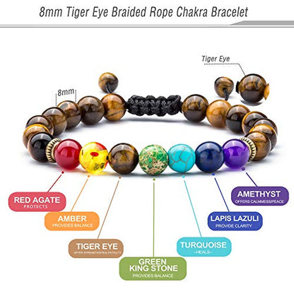 Men Women 8mm Lava Rock Beads Chakra Bracelet Braided Rope Natural Stone Yoga Bracelet Bangle - color: set5