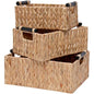 Storage Baskets 3 Pack Storage Baskets for Organizing Toys,Handwoven Storage Bins for Nursery,Natural Water Hyacinth Baskets for Organizing with Wooden Handles