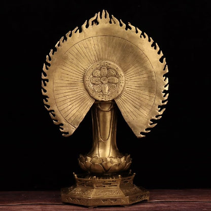 Sculpture Meditating Statue Guanyin Ornament Crafts Brass Decor Statue Zen Decor Bodhisattva Meditation Room Decor Figurine Sitting