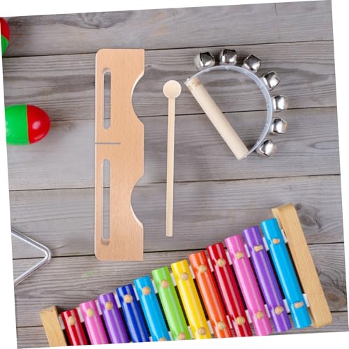BESPORTBLE Wooden Rhythm Block with Mallet Dual Bass Tone Percussion Instrument for Adults Light Yellow Hardwood Design for Music Education and Performances